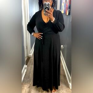 Eloquii Classic Black Wrap Maxi Dress